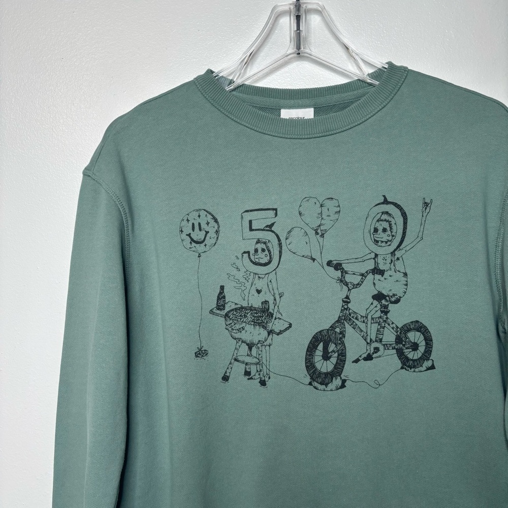 AS Colour 50th Birthday Graphic Sweatshirt Small Green Cotton Crewneck Pullover